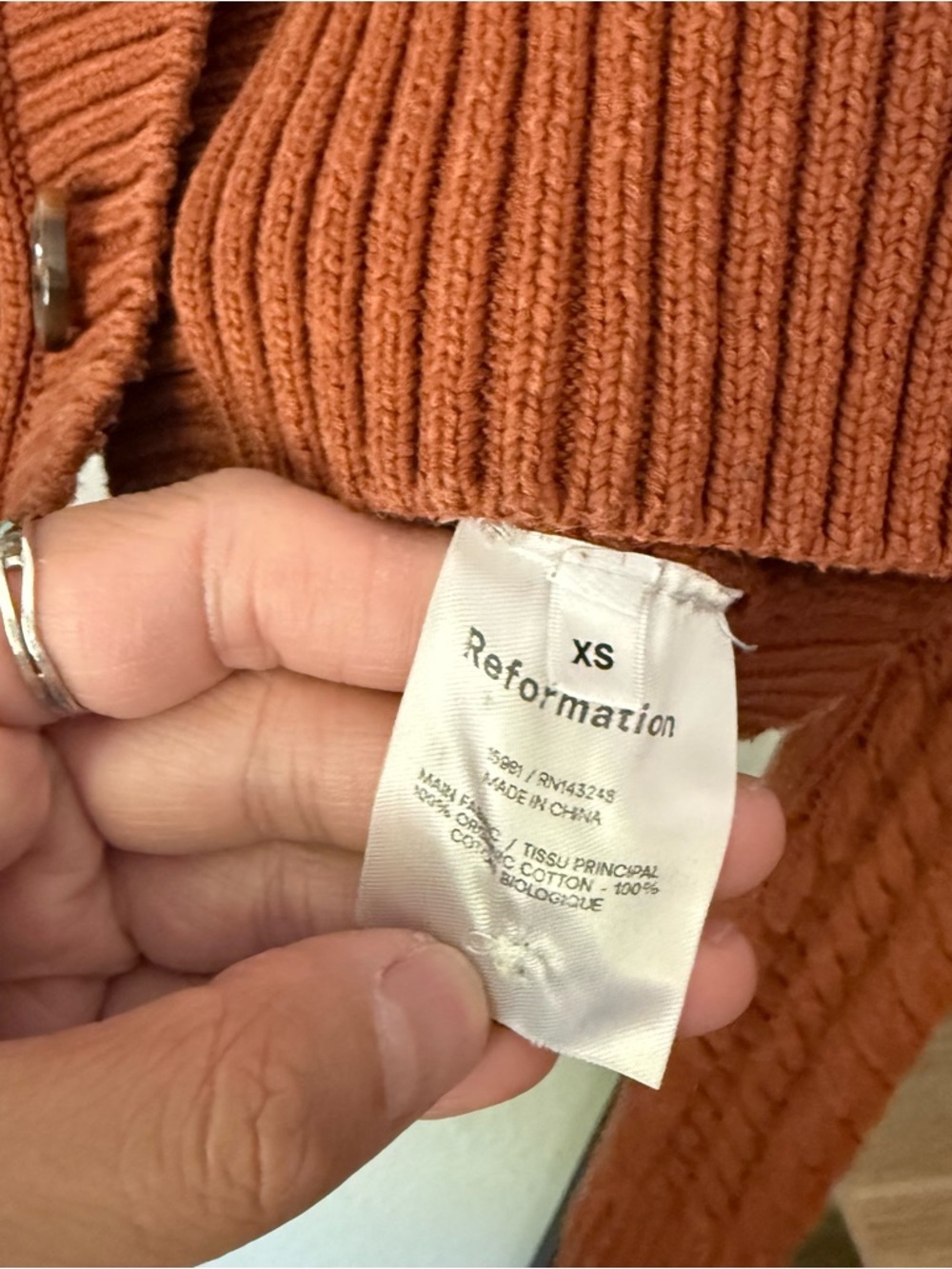 Reformation Rust Cable-Knit Cropped Cardigan - Picture 6 of 6